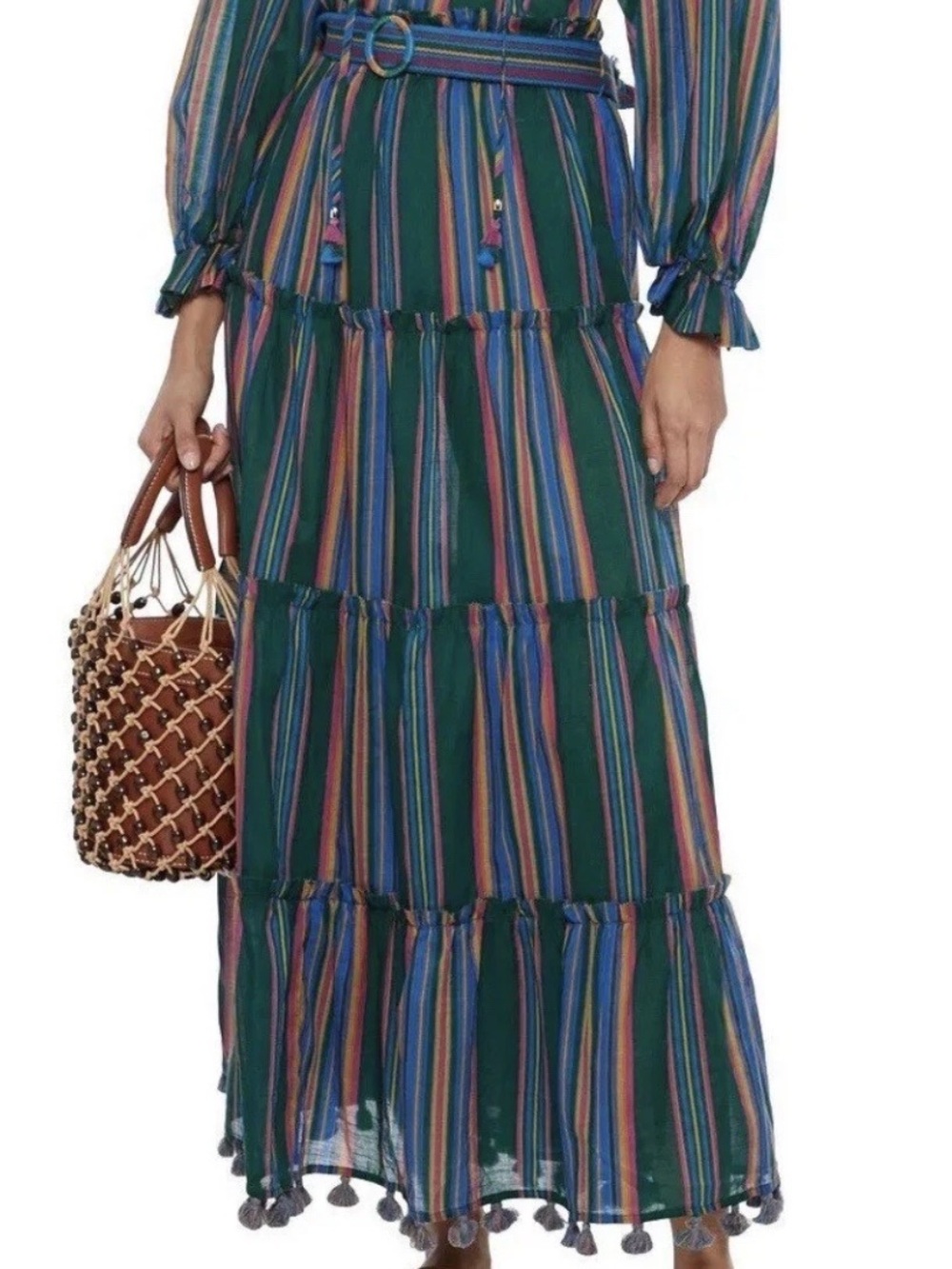 Zimmermann Allia Striped Maxi Skirt Green US:4